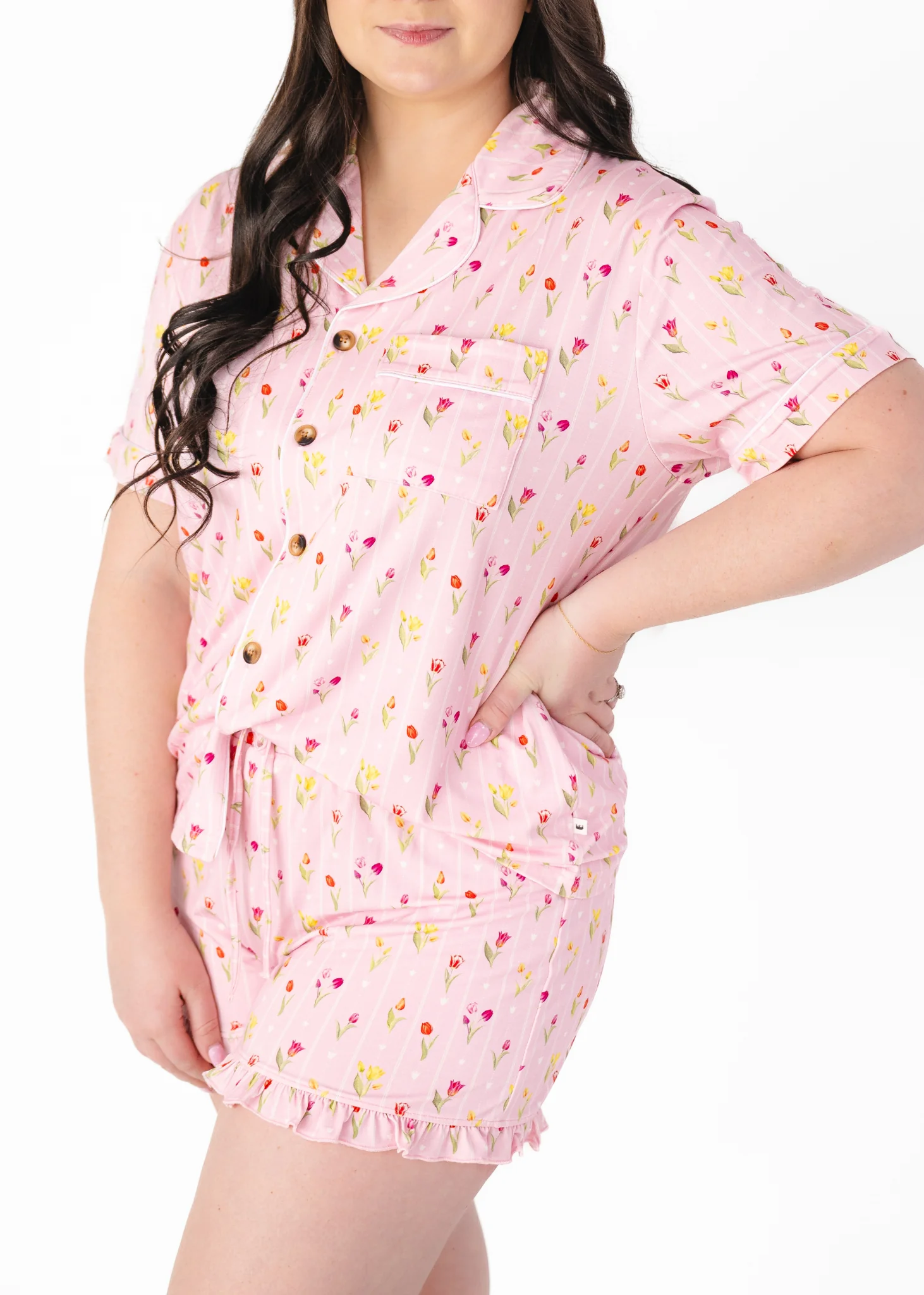 Ann Christine Floral Women's Bamboo Short Pajama Set - Image 4
