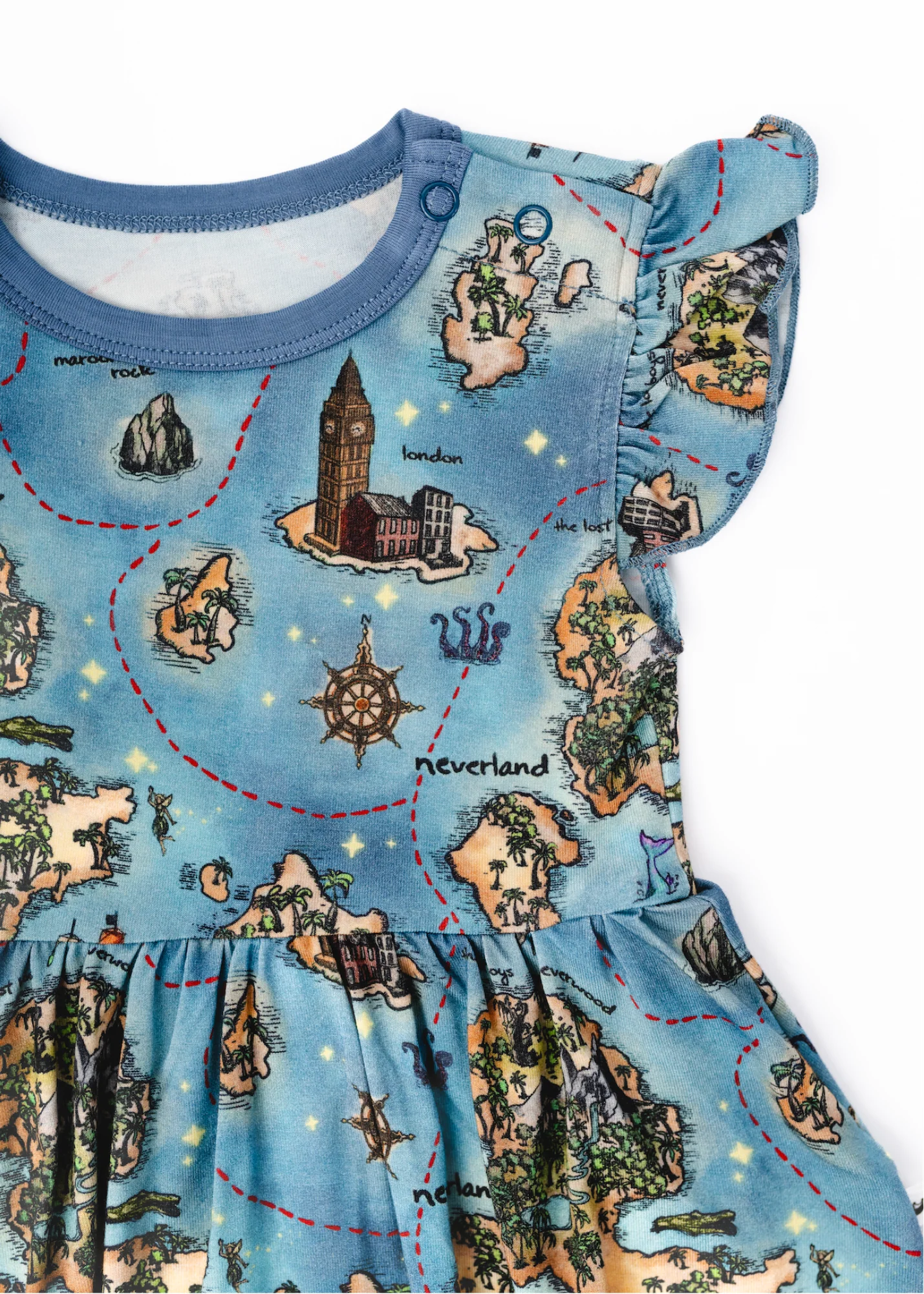 Neverland Map Baby Flutter Dress - Image 3