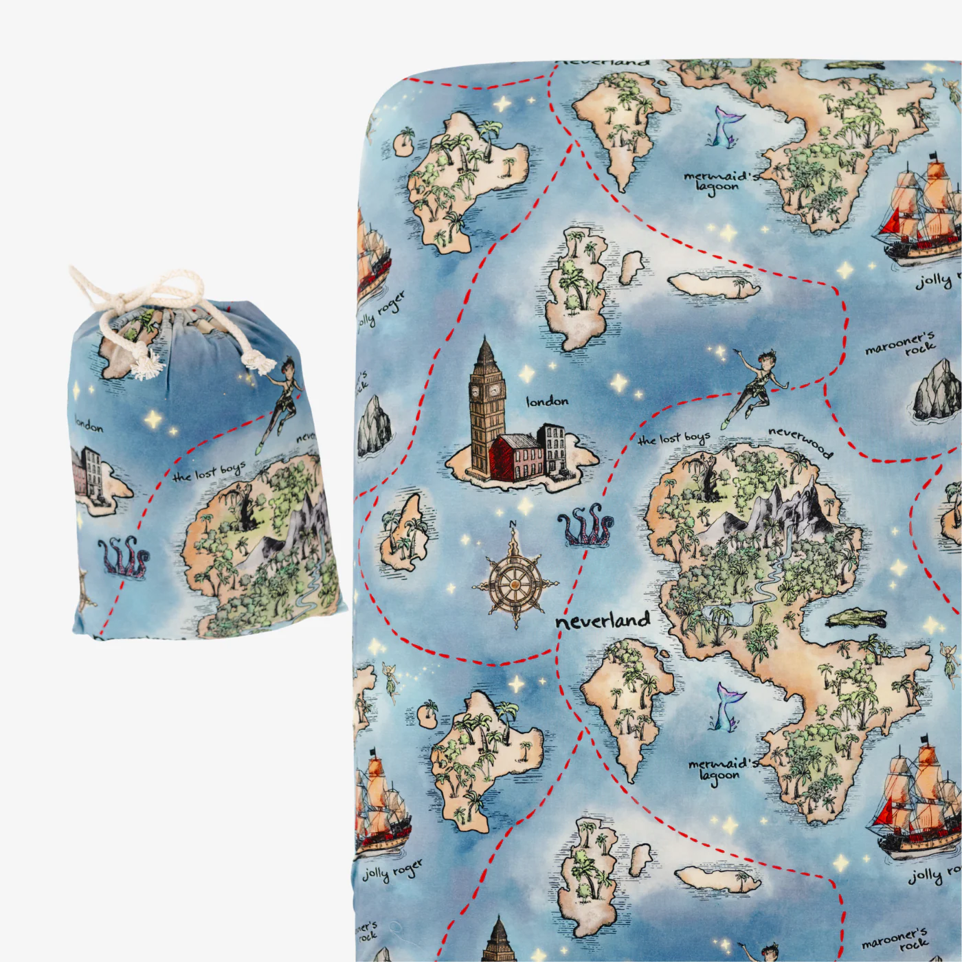 Neverland Map Bamboo Crib Sheet - Image 3