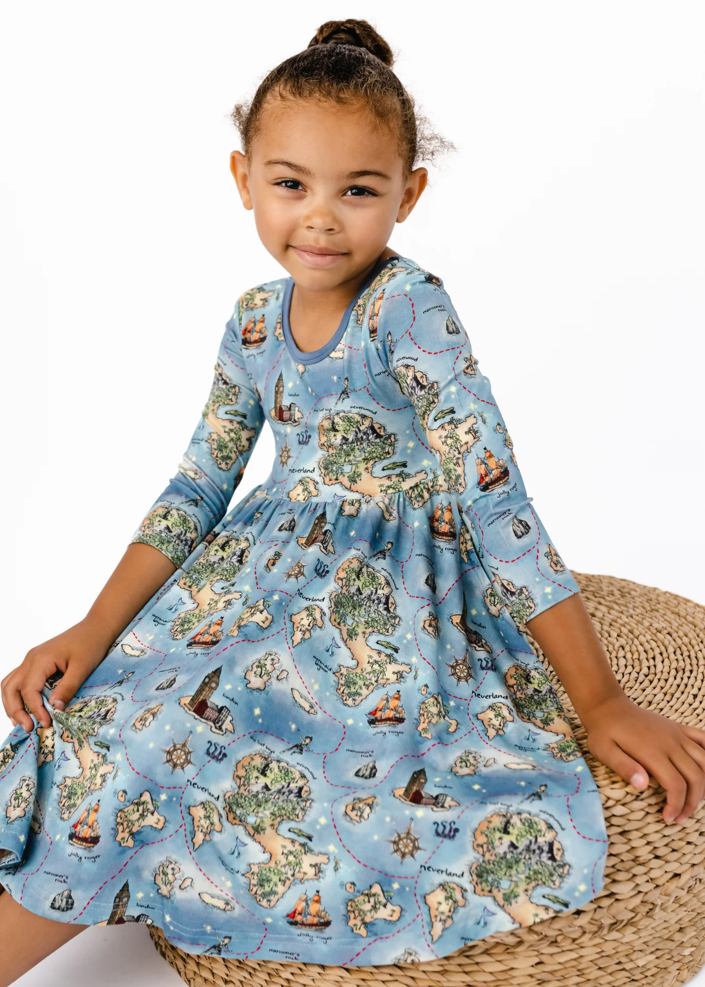 Neverland Map Twirl Dress Long Sleeve - Image 3