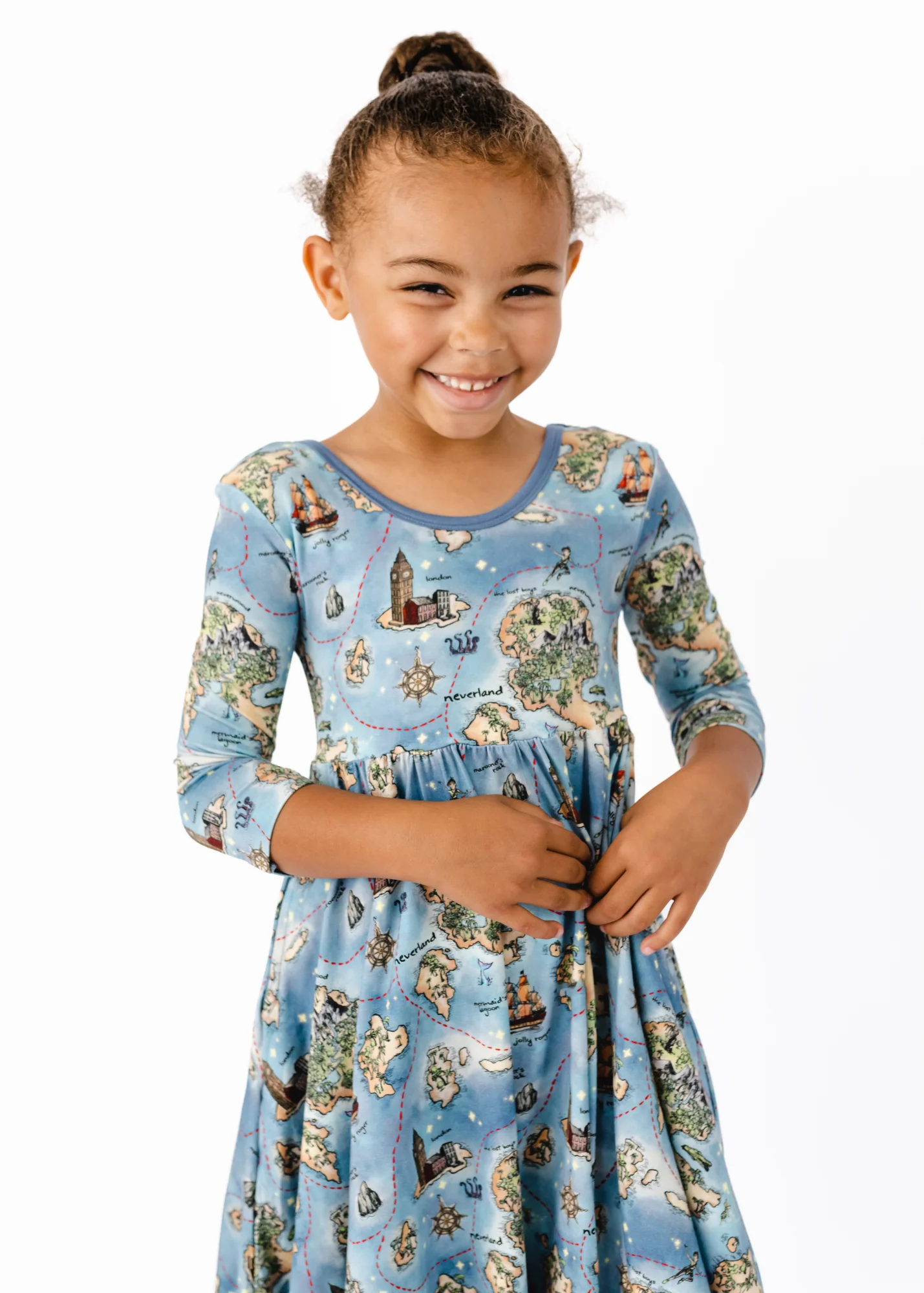 Neverland Map Twirl Dress Long Sleeve - Image 4