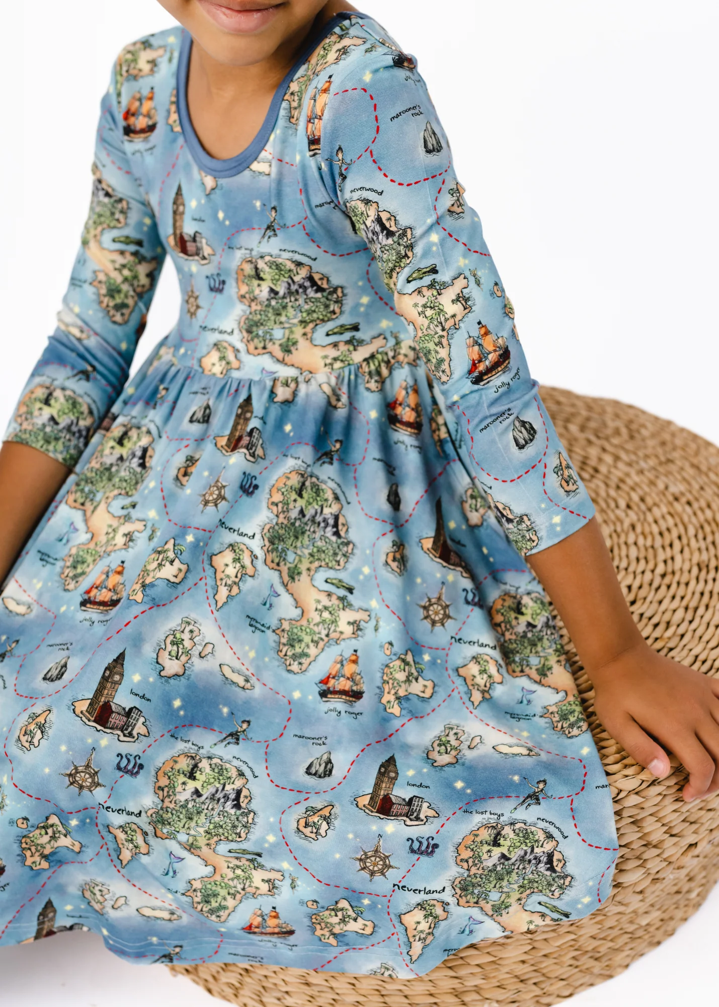 Neverland Map Twirl Dress Long Sleeve - Image 5
