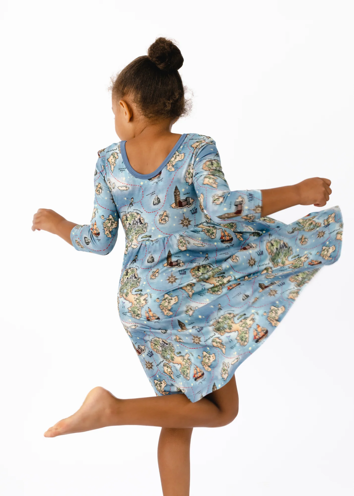 Neverland Map Twirl Dress Long Sleeve - Image 6