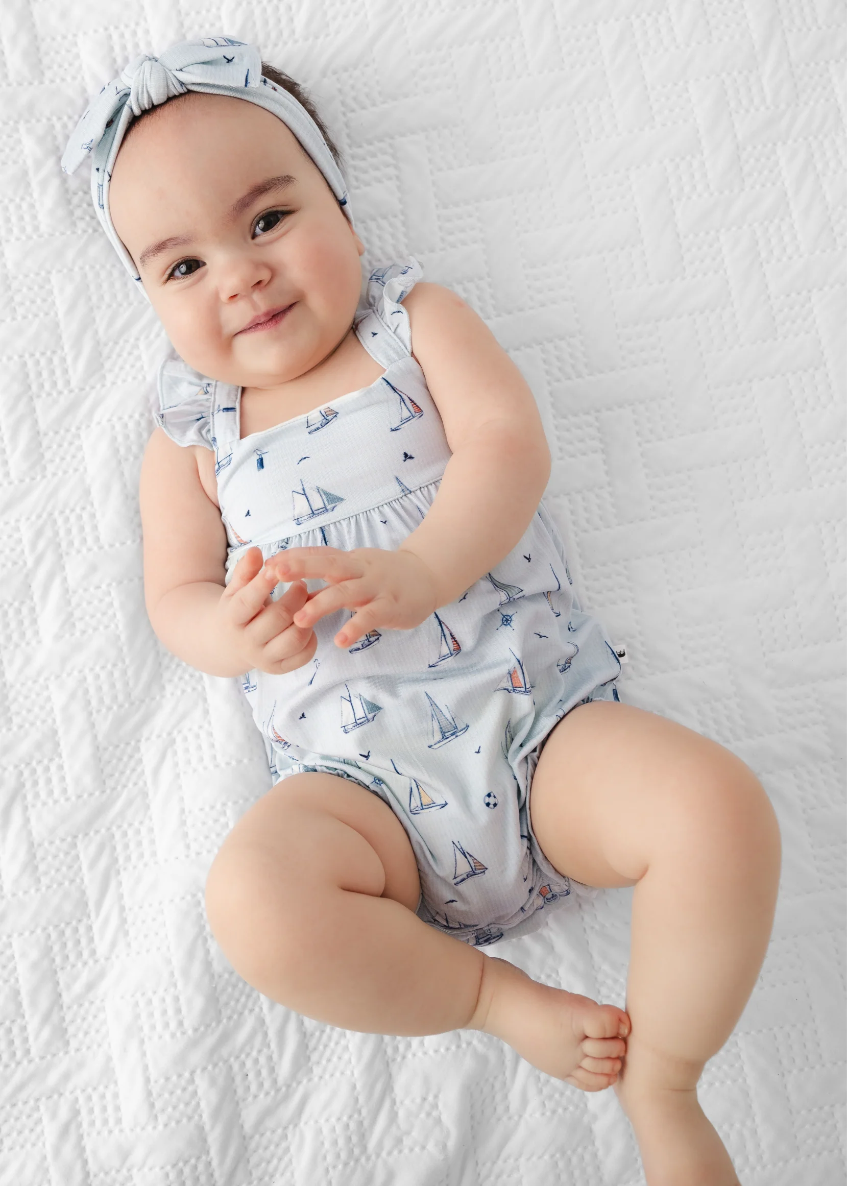 Sailboats Baby Bubble Romper - Image 3